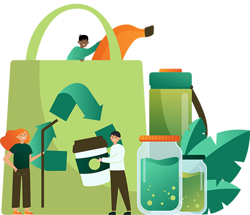 Our environmental credentials - products in a green shopping bag - it's all about feel-good shopping.